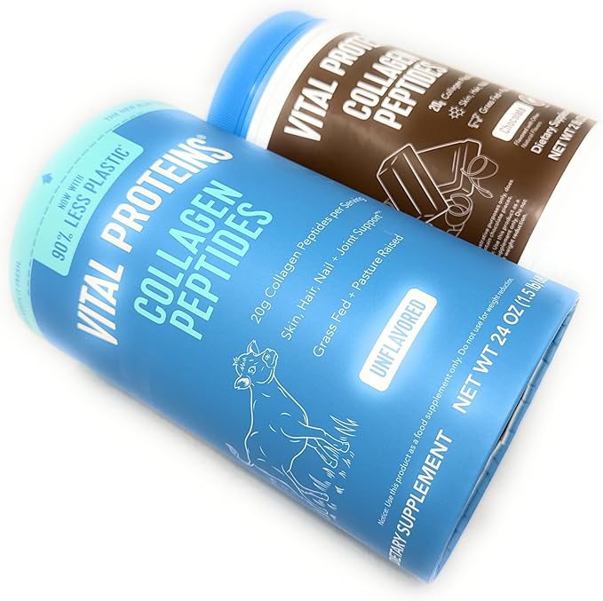 Vital Proteins Collagen Peptides Powder Promotes Hair Nail Skin Bone and Joint Health UNFLAVORED 24OZ &amp Chocolate 32OZ (Variety)