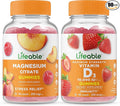 Lifeable Magnesium 85mg + Vitamin D 10000 IU Gummies Bundle - Great Tasting Vitamin Supplement Gluten Free GMO Free Chewable Gummy