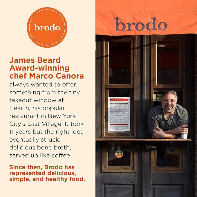 Brodo Deeply Rooted Organic Chicken Broth with Turmeric &amp Ginger Nutrient-Rich Chicken Bone Broth Organic High in Protein and Collagen for Wellness and Cooking (6x 8.3 oz. Pouches)