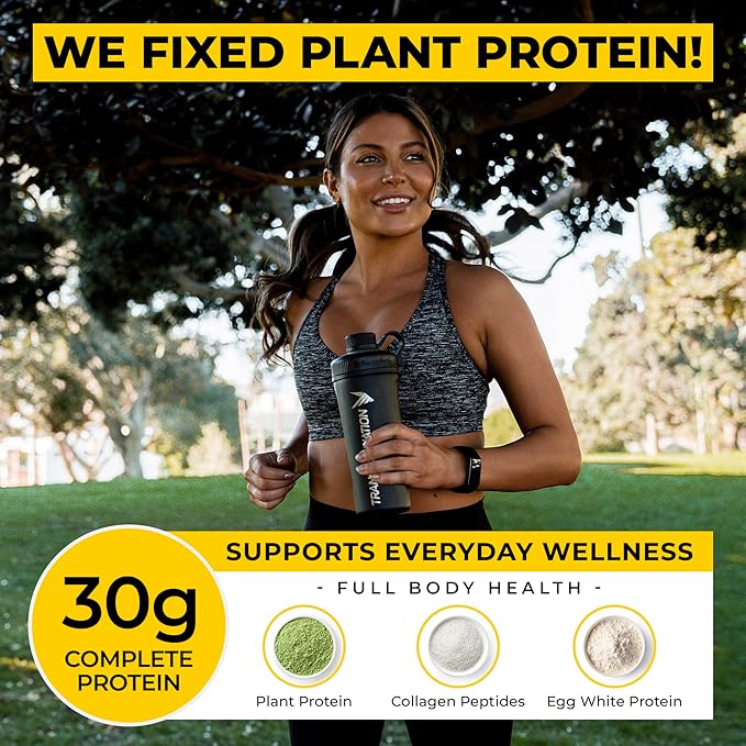 Transformation Protein Super Blend | Egg White Collagen Peptides and Plant Protein | 15 Billion CFU Probiotics | Digestive Enzymes | MCT Oil | BCAAs | Low Carb Shake for Men &amp Women | Vanilla