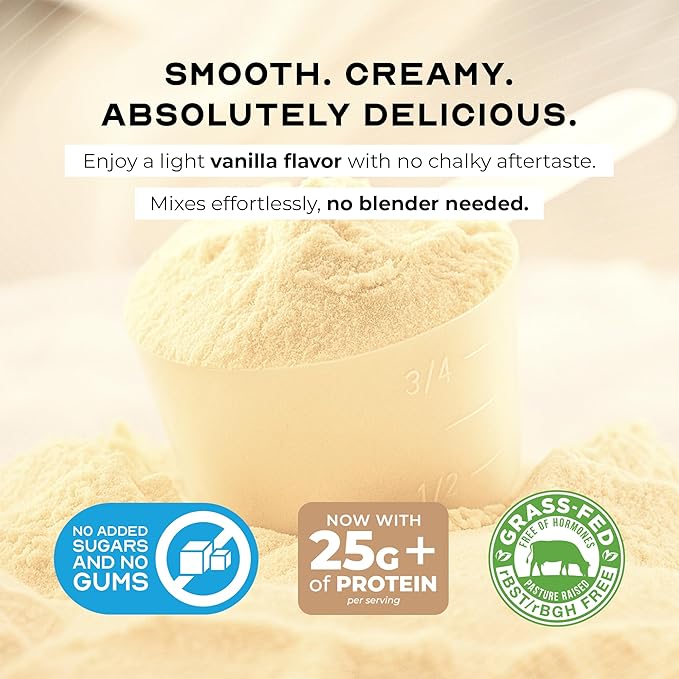 Muscle Feast Grass-Fed Whey Protein Isolate All Natural Hormone Free Pasture Raised Whey Isolate Protein Powder for Men and Women Clean Gluten-Free Delicious Isolate Protein - Vanilla 5lb