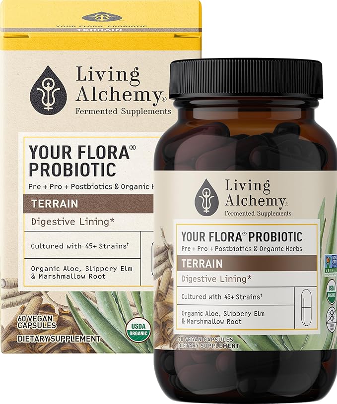 Your Flora Probiotic Terrain – Non-GMO Probiotics with Fermented Soybean Aloe Vera &amp Slippery Elm for Gut Balance &amp Digestion – Prebiotics Postbiotics Digestive Enzymes – Living Alchemy 6