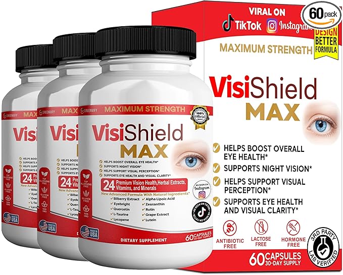 VisiShield Max Eye Health Supplement 24 Premium Vision Vitamins and Minerals 60 Capsules (3)