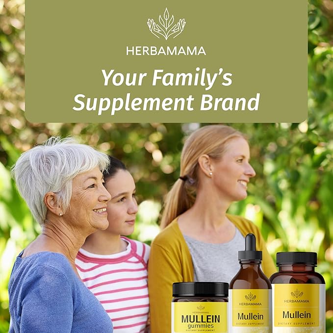 HERBAMAMA Liquid Drops Kit - Bundle of Turmeric Curcumin Extract &amp Mullein Leaf Tincture - Vegan Non-GMO Sugar &amp Alcohol-Free - 2 Pack
