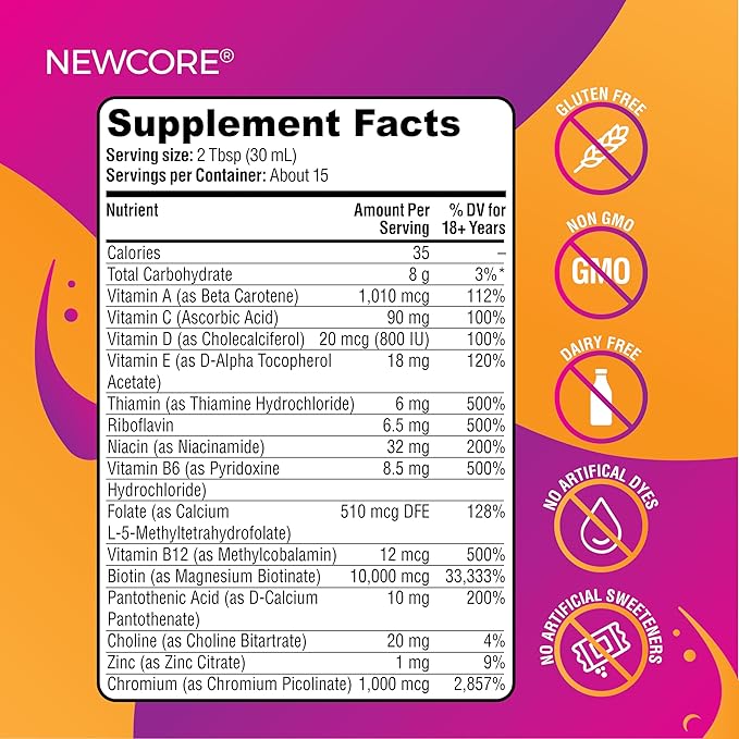 Liquid Multivitamin for Women – Promotes Thicker Hair &amp Smoother Skin – with Biotin Collagen and Vitamins – Vegan Non-GMO – 10.14 fl oz