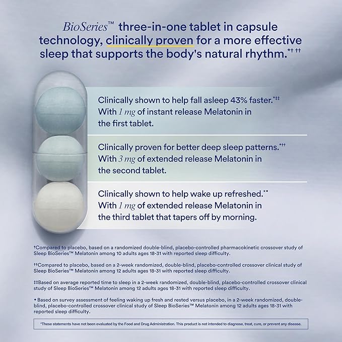 Ritual Sleep Bioseries™ Melatonin: Sleep Aid for Adults Sleep Supplement with Time Released Capsules Vegan Drug Free Sleep Vitamins for All Night Sleep Support 20 Capsules (Pack of 2)