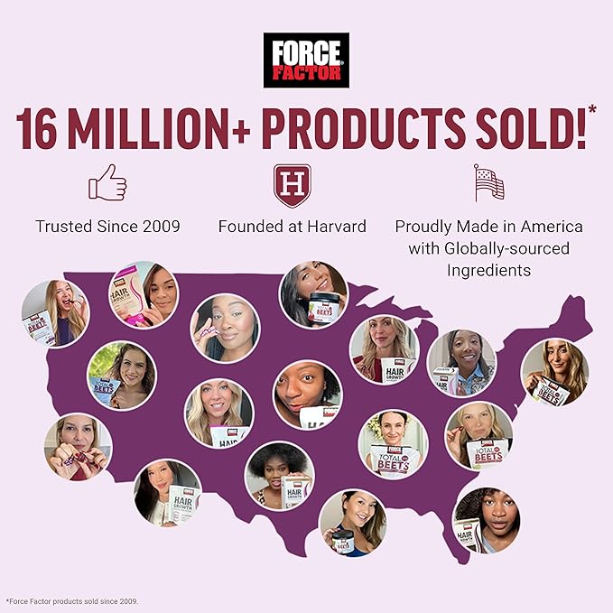 Force Factor Hair Growth Accelerator Mixed Berry 60 Soft Chews + Total Beets Ultimate Heart Health Blood Pressure Support Chews with CoQ10 Pomegranate Berry 60 Soft Chews