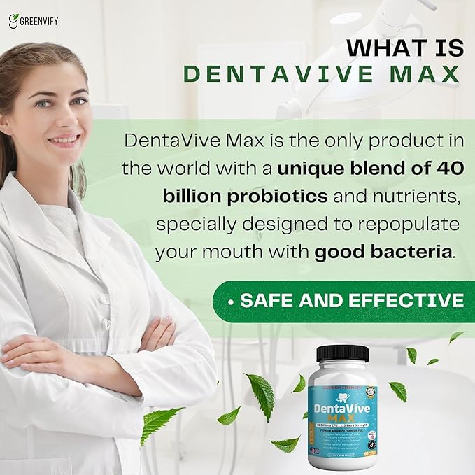 DentaVive Max Probiotic Supplement 40 Billion CFU 60 Capsules Premium Oral Health Support for Teeth Gums Digestive Health (1)