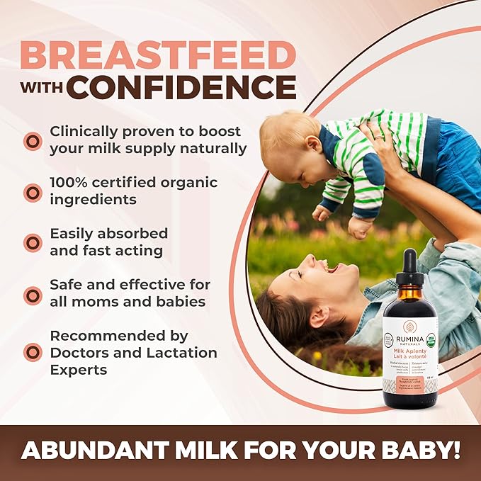 Milk Aplenty Lactation Supplement: Boost Your Milk Supply Naturally! Certified Organic Breastfeeding Supplement to Increase Breast Milk Supply. Fenugreek Free All Natural Non-GMO Vegan (3 Oz)