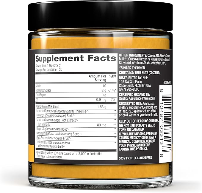 Dr. Mercola Solspring Organic Golden Milk Herbal Supplement 2.64 Oz. (75 g) Vegan Spice Blend with Turmeric &amp Ginger Non GMO Gluten Free Soy Free USDA Organic (Pack of 2)