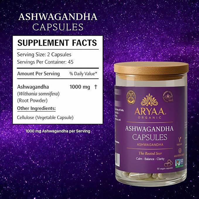 Ashwagandha Capsules – 90 Count | Stress Support Calm Clarity &amp Energy Balance | Whole Root Powder | Vegan Non-GMO Gluten-Free | Sound-Infused with 528Hz