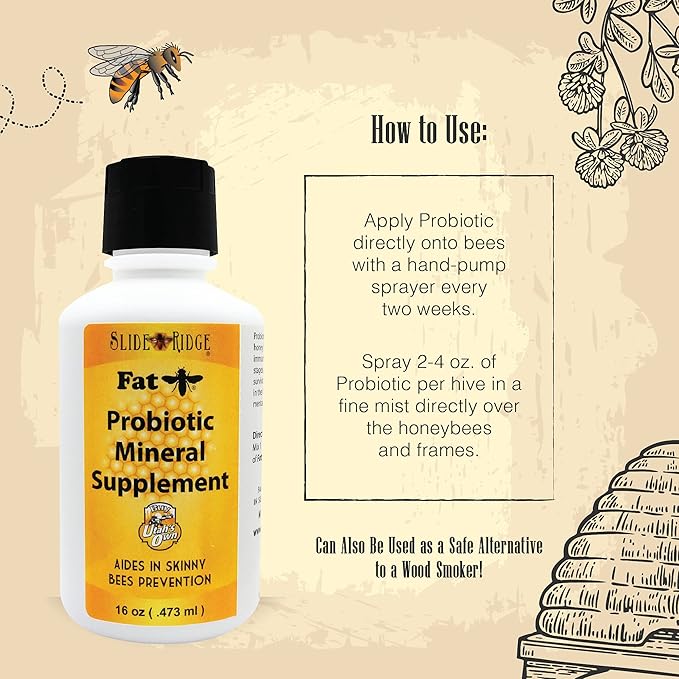 Slide Ridge Fat Bee 16 oz Probiotic Mineral Supplement for Honey Producing Bee's - Aids in Skinny Bee Prevention. 2 Pack