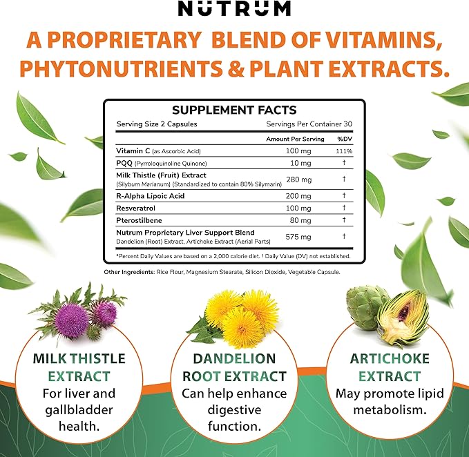 Liver Cleanse &amp Detox – Milk Thistle + Dandelion + Artichoke – Supports Healthy Liver Function | Third Party Tested Non-GMO Made in USA