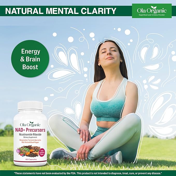 NAD+ Supplement &amp NAD Booster for Cellular Energy and Healthy Aging – Plant-Based Nicotinamide Riboside (NR) NAD Precursor with Resveratrol Turmeric Quercetin Rhodiola &amp Milk Thistle – 60 C
