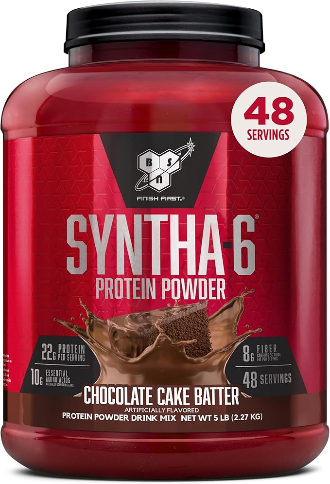 BSN SYNTHA-6 Whey Protein Powder Micellar Casein Milk Protein Isolate Powder Chocolate Cake Batter 48 Servings (Package May Vary)