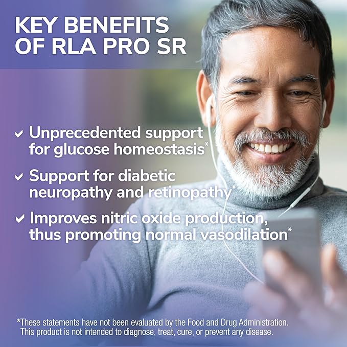 Tesseract RLA Pro SR Lipoic Acid Supplement 60 Capsules Sustained-Release R-Lipoic Acid Boosts Mitochondrial &amp Cellular Energy Amino Acid Metabolism Support Hypoallergenic