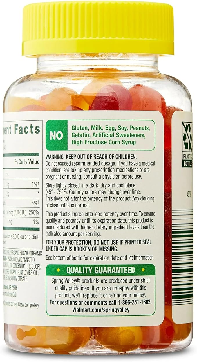 SUREFECT Spring Valley Vitamin D3 50 mcg (2000 IU) Gummies - 80 Count Supplement for Bone and Immune Support Assorted Flavors Organizer
