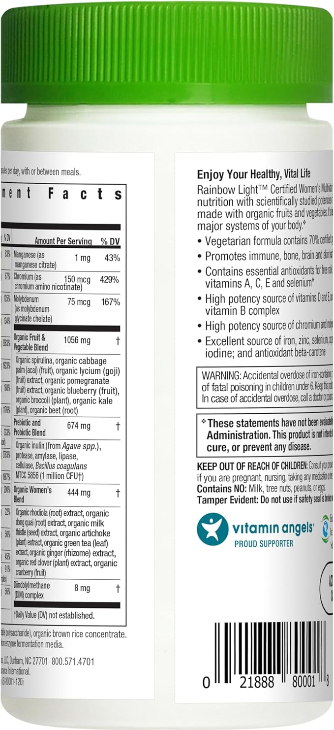 Rainbow Light Certified Womens Multivitamin Multivitamin Supplement 120 Caps (Pack May Vary)