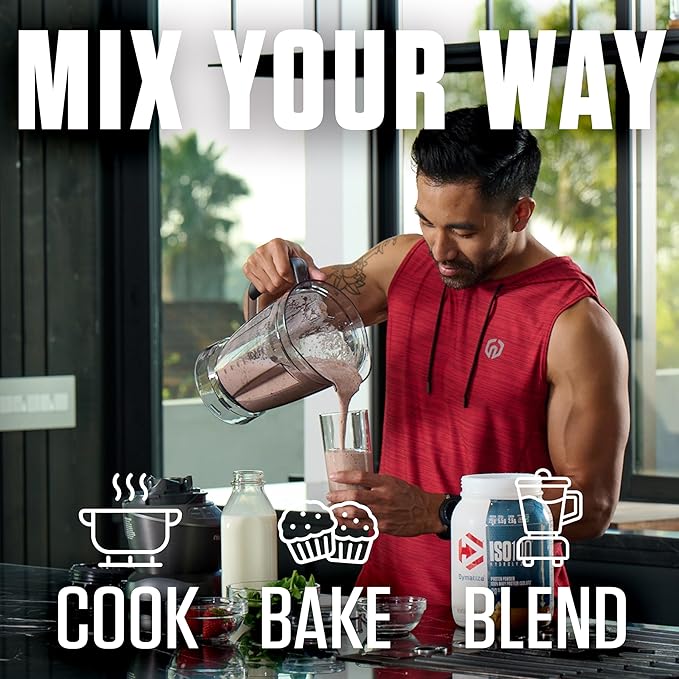 Dymatize x Dunkin' Glazed Donut ISO100 Whey Protein Powder 25g of Protein 5.5g BCAAs 120 Cal. Gluten Free 1g Fat 1g Sugar 2g Carb (20 Servings)