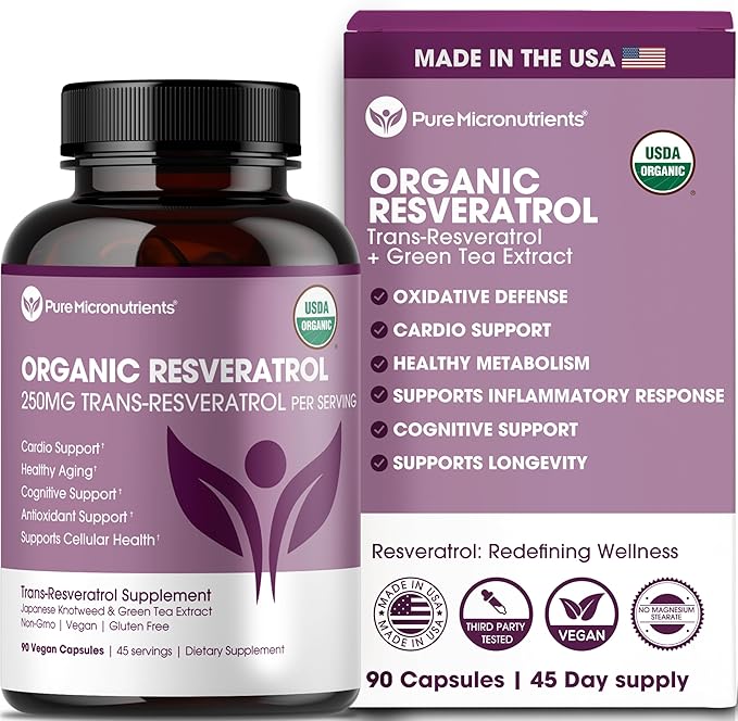 Pure Micronutrients Immunity and Heart Bundle – Organic Resveratrol + Organic Turmeric Curcumin with BCM-95 - Advanced Antioxidant Longevity Support Supplements