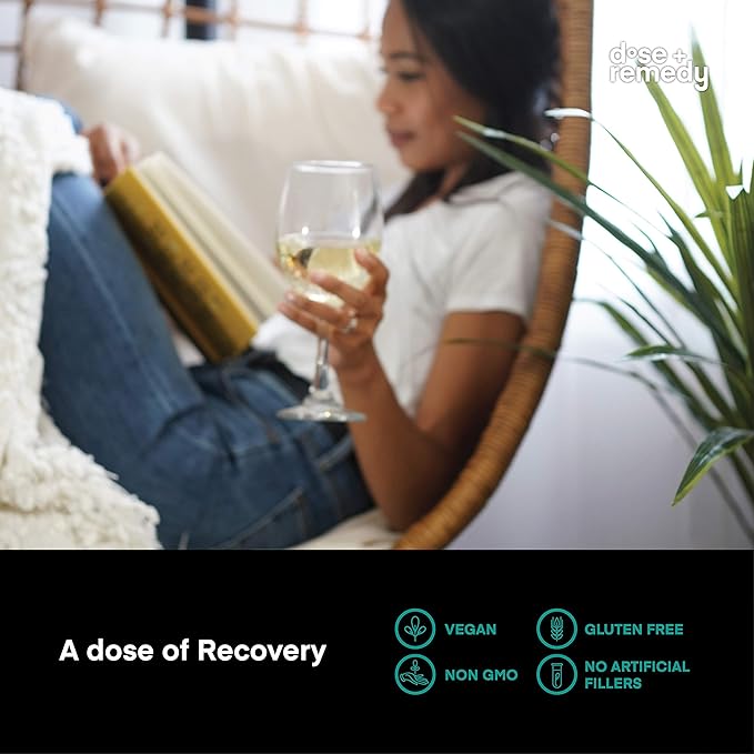 A dose of Recovery | Made in USA | USDA | Hydration Support for Better Morning Care Asian Flush | Dihydromyricetin DHM Quercetin Vitamin B Milk Thistle Prickly Pear | (45 Pills)