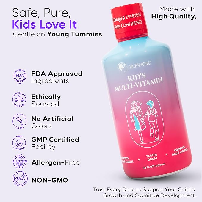 Kids multivitamin | 32 Fl.oz (960ml) | Children’s Favourite Liquid multivitamin Formula | Ensuring Daily Essential Nutrition for Kids | Free from Allergens Artificial Colors &amp Flavors