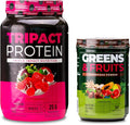 Nutrology TRIPACT Protein Powder 7-in-1 Meal Replacement Shake Superberry (40 Servings) Greens &amp Fruits Powder-Naturally Sourced Superfood Chocolate (30 Servings)