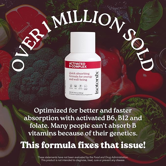 Isotonix Activated B Complex – Vegan B Vitamin Supplement for Energy Stress Relief and Nervous System Health – Isotonic Drinkable Formula – 90 Servings