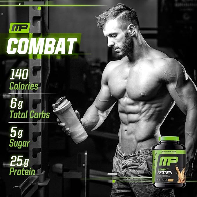 Muscle Pharm Combat Protein Powder Horchata Flavor Fuels Muscles for Productive Workouts 5 Protein Sources Including Whey Protein Isolate &amp Egg Albumin Gluten Free 4 lb 52 Servings
