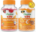Lifeable Multivitamin Kids + Vitamin C Kids Gummies Bundle - Great Tasting Vitamin Supplement Gluten Free GMO Free Chewable Gummy