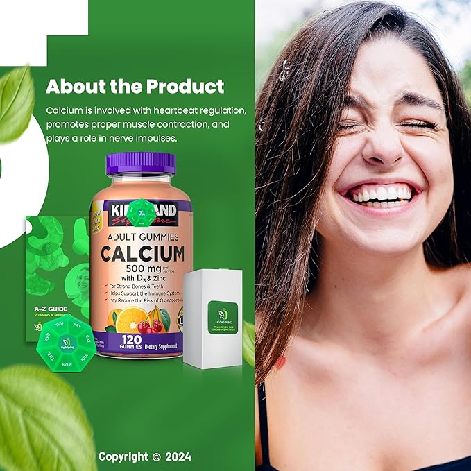 Calcium Gummies 500 mg with D3 &amp Zinc 120 Gummies with Exclusive Better Ligth&ampSpring Guide