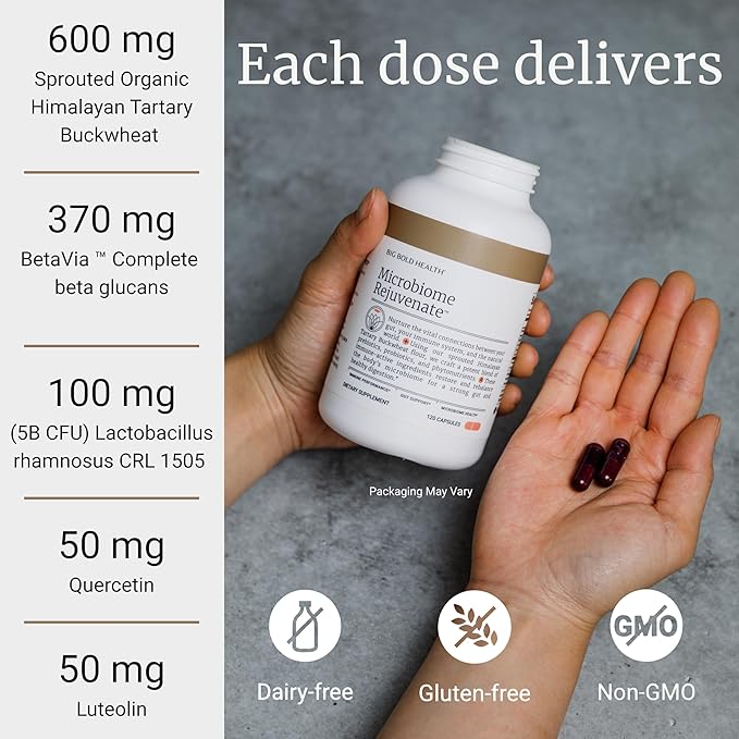 BIG BOLD HEALTH Longevity Bundle - Complete Immune System Support with HTB Rejuvenate Omega-3 &amp Microbiome Supplement - Non-GMO Gluten-Free Immune System Booster w/Polyphenols Prebiotics &amp