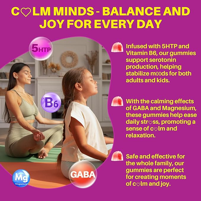 Bundle: 5HTP Gummies with Magnesium Glycinate - Melatonin Free Sleep Gummies for Adults &amp Kids 8+ &amp Inositol Gummies Ideal 40:1 Ratio Myo &amp D-Chiro Inositol Supplement