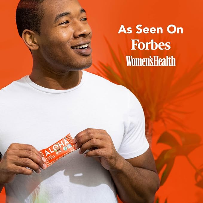 ALOHA Organic Plant Based Protein Bar MINIS |Peanut Butter Cup | 20 Count 24g Bars | Vegan Low Sugar Gluten Free Low Carb Non-GMO Stevia Free Soy Free No Sugar Alcohols
