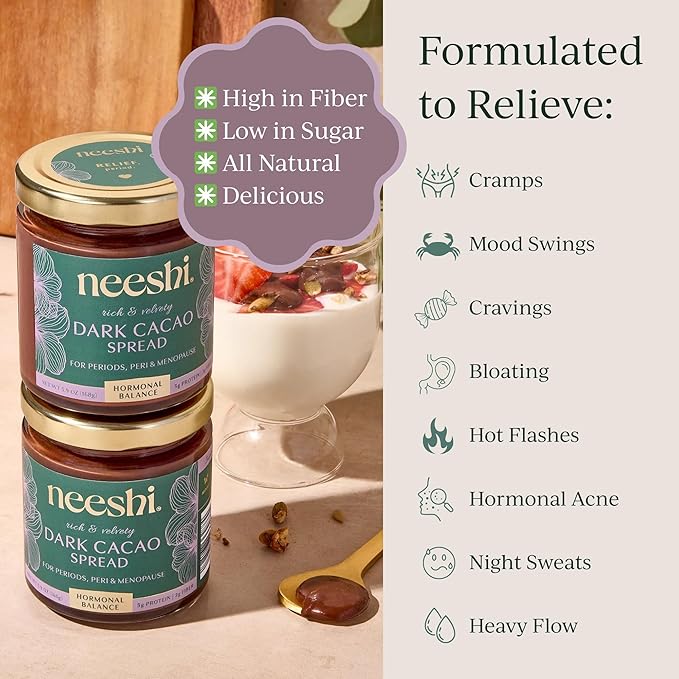 Monthly Hormone Balance Bundle – 2 Nourishing Cacao Peanut Butter Protein Powders + 2 Dark Cacao Ritual Spreads – Plant-Based Vegan Gluten-Free – PMS &amp Menopause Relief w/Superfood Nutrition
