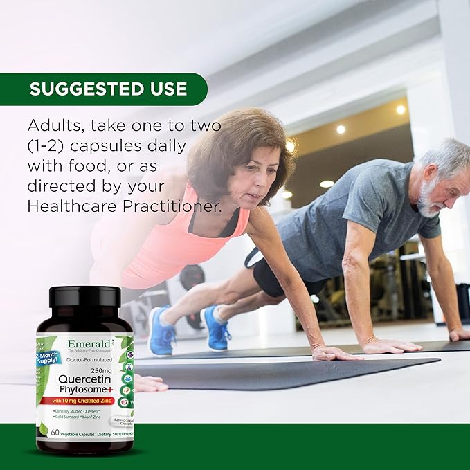 EMERALD LABS Quercetin Phytosome Plus - Vegan Antioxidant &amp Immune Support Supplement - Contains Quercetin &amp Zinc - 60 Vegetable Capsules (60-Day Supply)