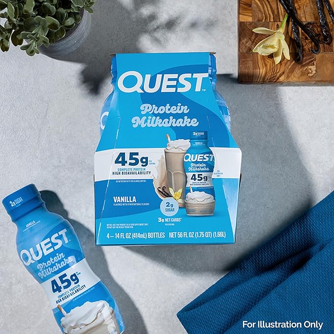 Quest Nutrition Protein Shake Vanilla Strawberry &amp Chocolate 45g Protein 2g Sugar Ready to Drink Gluten Free 12 Count (4 each Flavor)