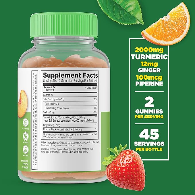 Lifeable Magnesium 85mg + Turmeric Curcumin Gummies Bundle - Great Tasting Vitamin Supplement Gluten Free GMO Free Chewable Gummy