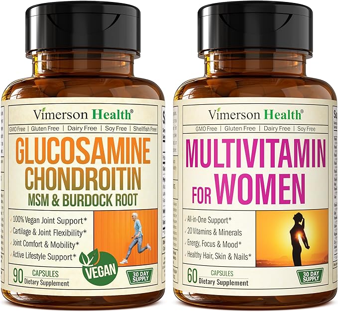 Vegan Glucosamine Chondroitin MSM Joint Support Supplement &amp Complete Multivitamin for Women