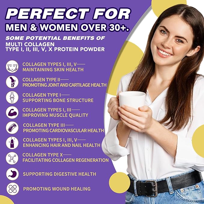 Zammex Multi Collagen Protein Powder 5 Types of Hydrolyzed Collagen Peptides Premium Grass-Fed Beef Chicken Wild Fish Eggshell Keto &amp Paleo Friendly 60 Servings Unflavored