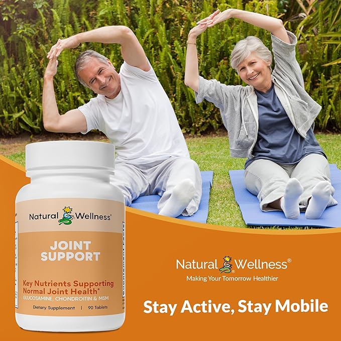 Natural Wellness Glucosamine Chondroitin with MSM and Turmeric Supplement – Supports Joint Health Mobility and Cartilage Strength – Glucosamine MSM Tablets for Flexibility – 90 Count