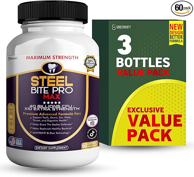 Steel Bite Pro Max Probiotic Supplement 40 Billion CFU 60 Capsules 30 Day Supply (3)