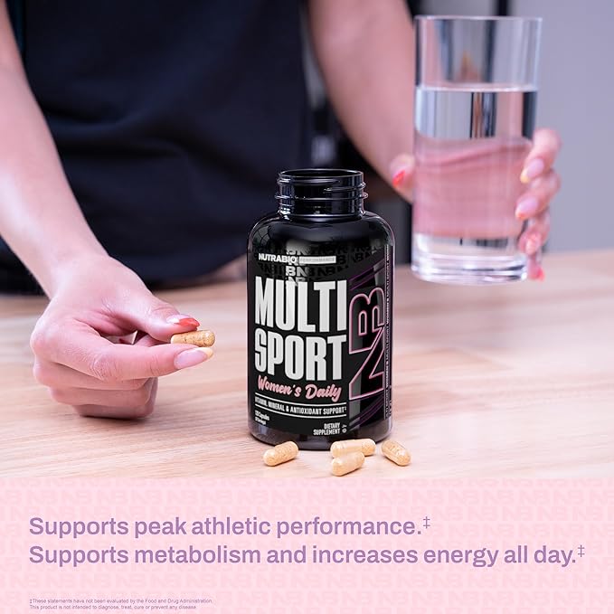 NutraBio Multisport for Women - Womens MultiVitamin - 33 Vitamins Minerals Micronutrients - Rich in Antioxidants - Supports Peak Athletic Performance Energy Metabolism (120 Vegetable Capsules)