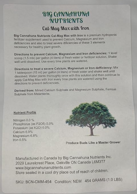 Big Cannahuna Nutrients Cal-Mag Max with Iron 454 Grams