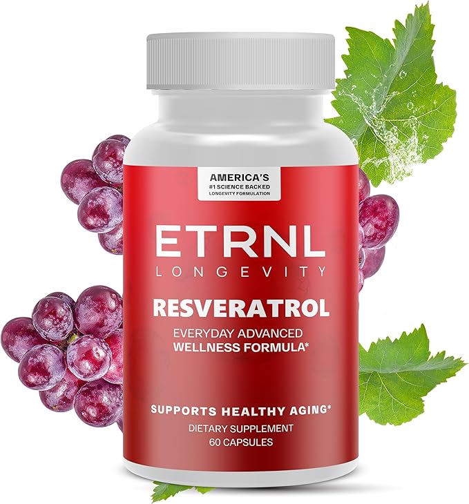ETRNL Longevity Resveratrol 600mg - 60 Capsules - Premium Japanese Knotweed Extract with Natural Polyphenols - Daily Antioxidant Supplement - Vegan Non-GMO Gluten-Free - Made in USA