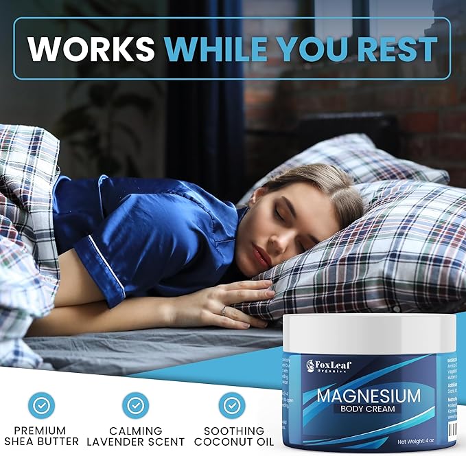 Magnesium Cream for Sleep Leg Cramps &amp Muscle Soreness Highly Concentrated &amp Deep Penetrating Topical Magnesium Chloride - Arnica Shea Butter &amp Lavender Oil Made in USA 4oz