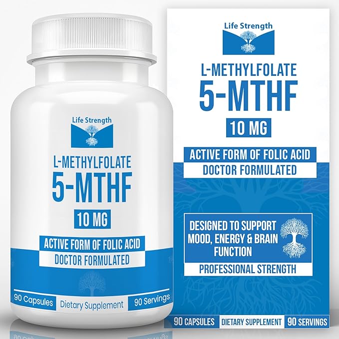 L Methylfolate 10mg | 90 Capsules | Optimized &amp Highly Bioactive Methyl Folate Supplement | 5-MTHF Supports for Energy Focus &amp Mood | Non-GMO Gluten Free Vegan | 3 Month Supply