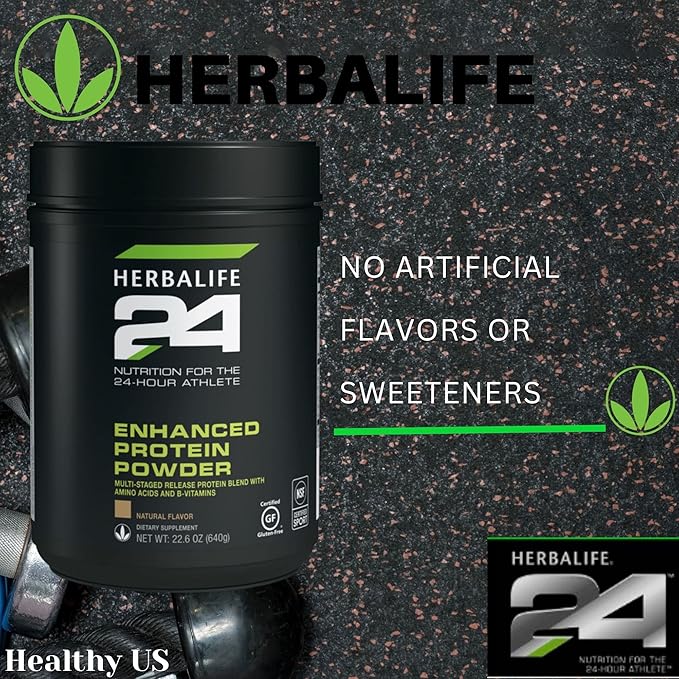 Herbalife 24 Enhanced Protein Powder: Natural Flavor (640 G) for The 24-Hour Athlete Natural Flavor No Artificial Sweetener 0g Added Sugar Gluten-Free