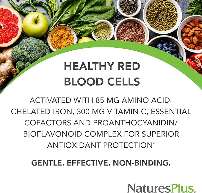 NaturesPlus Hema-Plex Iron - 60 Fast-Acting Softgels - 3 Pack - 85 mg Iron + Vitamin C &amp Bioflavonoids for Healthy Red Blood Cells - Gluten Free - 60 Total Servings