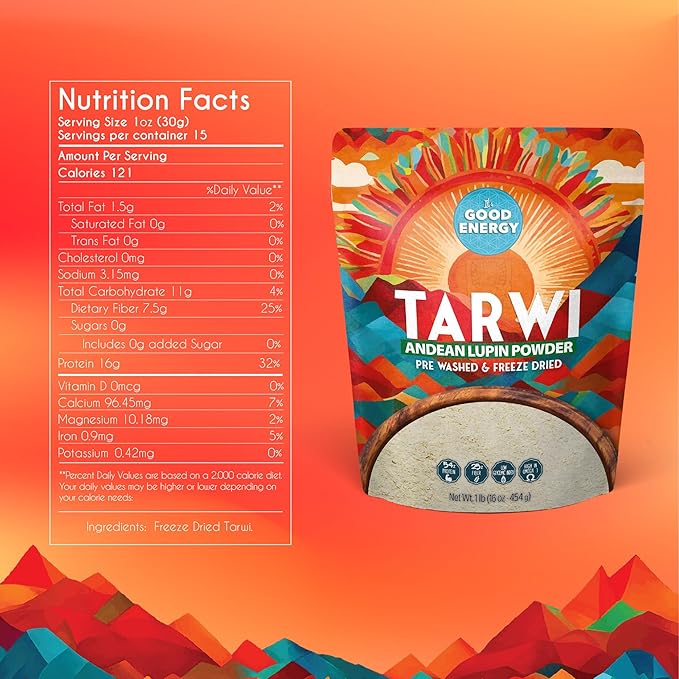 It's Good Energy Tarwi Bean (Chocho) Protein Powder – Plant-Based Vegan Protein | Rich in Fiber Superfood Dairy-Free Low Carb Keto Friendly No Added Sugar | 16oz Pouch
